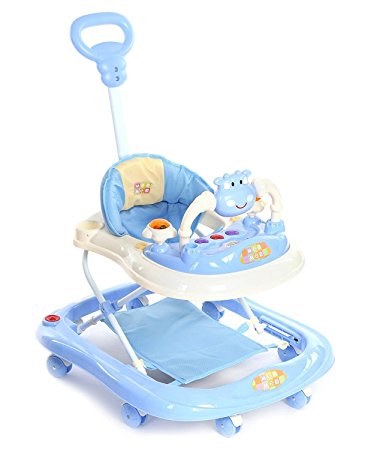 Mee Mee Baby Walker with Adjustable Height and Push Handle Bar (Blue)