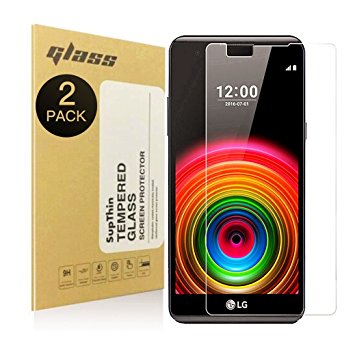[2-Pack] LG X Power /K210 Glass Screen Protector,SupThin LG X Power /K210 Screen Protector Tempered Glass-Transparent -0.25mm Screen Protection HD Ultra Clear