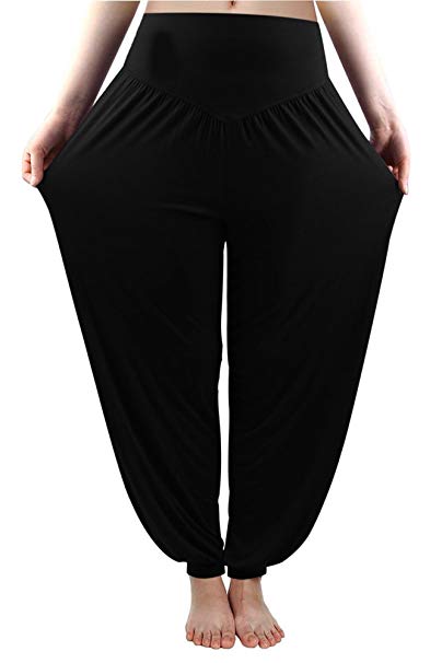 fitglam Women's Soft Modal Yoga Pants Long Baggy Sports Workout Dancing Trousers