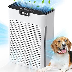 Air Purifiers for Home Large Room 2000 Ft² with Washable Filters, Fragrance Sponge, MOOKA H13 HEPA Filter Pet Air Purifier for Bedroom, Air Cleaner for Smoke Dust Pollen Pets Hair Odor, KJ190L White