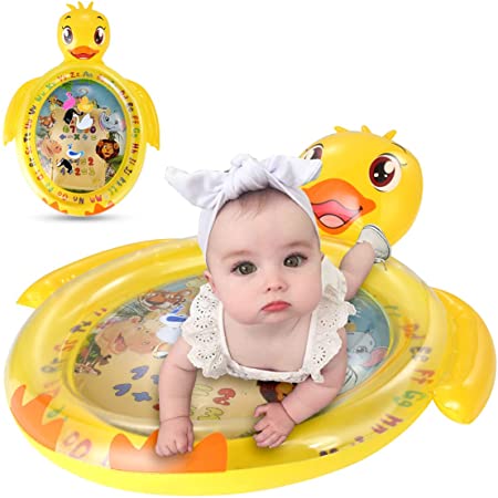 Luchild Inflatable Duck Water Mat for Baby Kids Play Patted Pad Infants & Toddlers Fun Tummy Time Play Activity Center Toy for Baby's Stimulation Growth