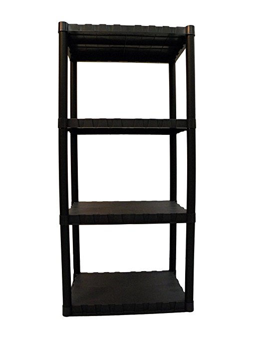 Keter 4-Tier 23" W x 15" D x 49" H Freestanding Plastic Shelving Unit Storage Rack, Black