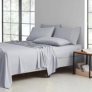 kathy ireland 2000 Thread Count Cotton 6 Pc Sheet Set, Silver Grey - King