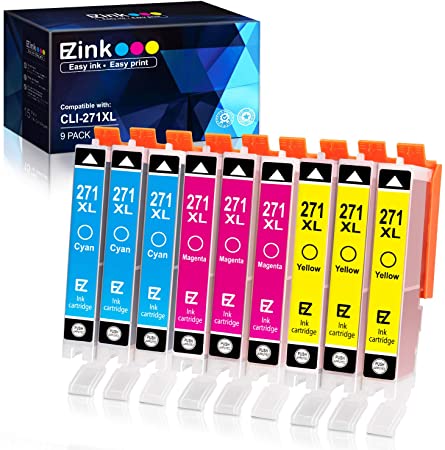 E-Z Ink (TM) Compatible Ink Cartridge Replacement for Canon CLI-271XL CLI 271 XL to use with PIXMA TS6020 TS9020 TS8020 MG5720 MG5722 MG6820 MG6821 MG6822 MG7720 (3 Cyan,3 Magenta,3 Yellow) 9 Pack