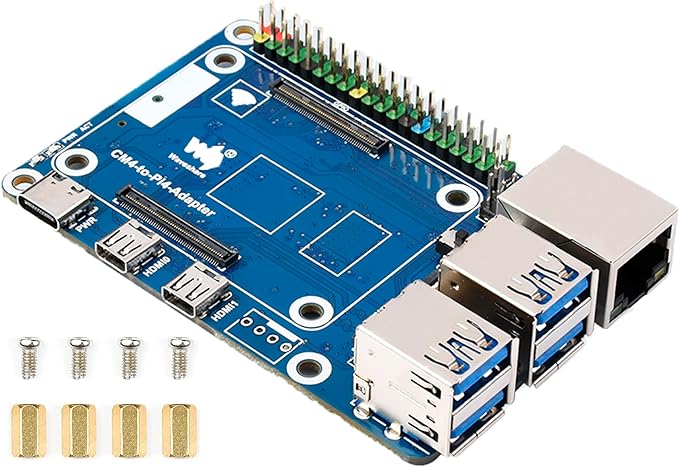 Compute Module 4 to Raspberry Pi 4 Adapter, Connect CM4 to Replace Raspberry Pi 4B, Alternative for Pi 4,Onboard 4-ch USB 3.0,RJ45 Gigabit Ethernet Port,PoE Header,Compatible with Pi 4B Series Hats