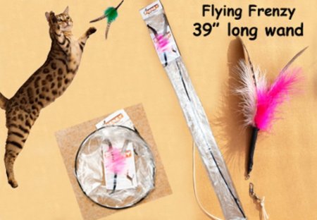 Flying Frenzy Interactive Feather Cat Toy- 39 Single Length Rod