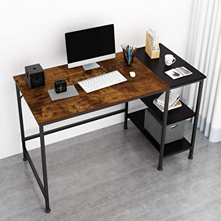 JOISCOPE Computer Desk,Laptop Table,Study Table with Wooden Shelves,Industrial Table Made of Wood and Metal.47 inches (Vintage Oak Finish)