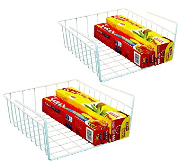 DecoBros 2PK Under Shelf Basket Wrap Rack, White