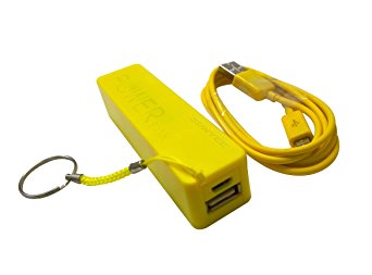 SUNYEE Mini Ultra Compact Portable Charger 2600mAh External Battery Backup Power Bank. Small Size, High Capacity, Fast Charging. For Apple iPhone 5S, 5C, 5, 4S, iPad, Air, Mini, Samsung Galaxy S4, S3, Note, Nexus, LG, HTC, Moto. (Yellow)