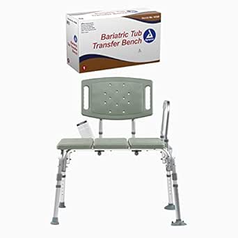 Dynarex Bariatric Tub Transfer Bench, Provides Stress-Free and Comfortably Seated Access to Bathtub or Shower, 500 lb. Weight Capacity, Grey, 1 Bench