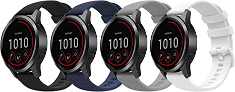 MoKo 4 Pack Straps Compatible with Garmin Vivoactive 4/Forerunner 255/255 Music/745/Venu 2/First Avenger/Darth Vader, 22mm Soft Silicone Replacement Sport Watch Band, Multi Color A