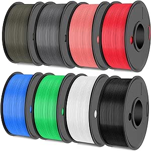 SUNLU 3D Printer Filament, PLA Matte Filament Bundle, 1.75mm PLA Filament Muticolor, Smooth Matte Surface, Neatly Wound Filament, 250G Spool, 8 Rolls, Black White Red Blue Green Pink Grey Clay