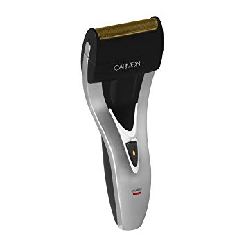 Carmen C82012 Sport Shaver with Precision Trimmer, Wide Foil Shaver, Washable, Cordless, Rechargeable Design, Black/Silver