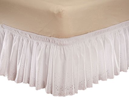 Miles Kimball Queen King White White Eyelet Bed Ruffle