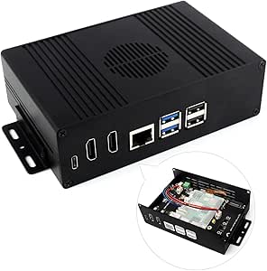 waveshare M.2 NVME PCIE Case for Raspberry Pi 5, with 2X HDMI Ports, Support 2X 4K Video Output/Efficient Cooling, Aluminum Alloy Case, with PCIe to M.2 Board, Support PCIe Extending to M.2 Interface