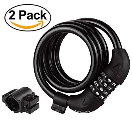 Titanker Bike Lock, 4ft Bike Locks Cable Coiled Secure Resettable Combination/Keys Bike Cable Locks with Mounting Bracket, 1/2 Inch Diameter