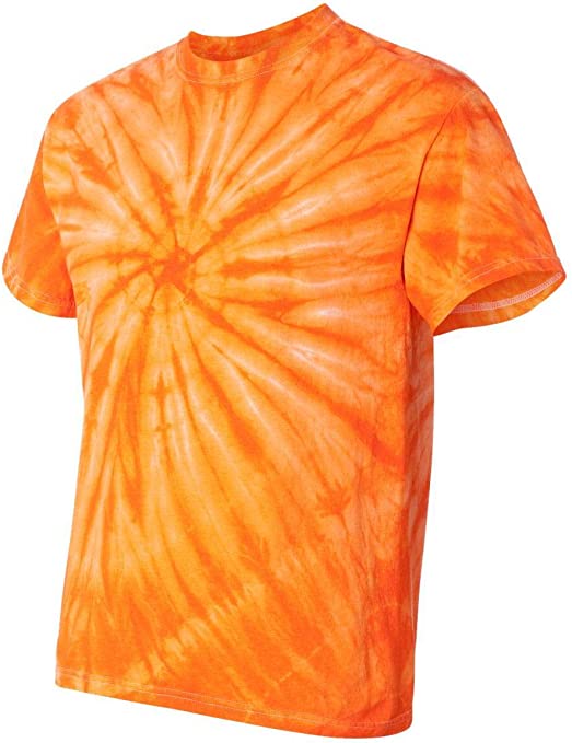 Faded Cyclone Scattered Pattern Design Unisex Adult Tie Dye T-Shirt Tee Orange