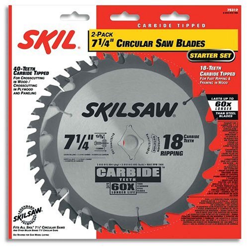 SKIL 75312 7-1/4-Inch Saw Blade Combo Pack with 18 Tooth Crosscutting and Ripping Blade and 40 Tooth Finishing Blade