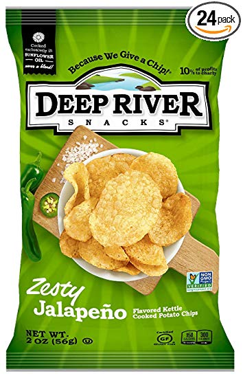Deep River Snacks Zesty Jalapeno Kettle Cooked Potato Chips, 2-Ounce (Pack of 24)