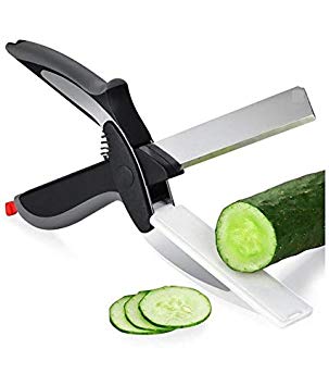 LUMONY® Miracle Original Clever Cutter - 2 in 1 Superior Quality Kitchen Knife with Spring Action - Cleaver Cutter Comes with Locking Hinge (Made in India)