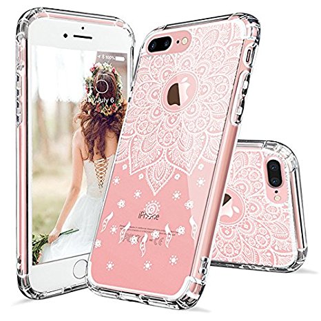 iPhone 7 Plus Case, iPhone 7 Plus Cover, MOSNOVO White Peace Mandala Floral Lace Clear Design Printed Plastic with TPU Bumper Protective Case Cover for iPhone 7 Plus (2016)