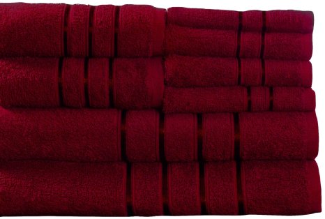 Lavish Home 8-Piece 100-Percent Egyptian Cotton Plush Bath Towel Set Burgundy