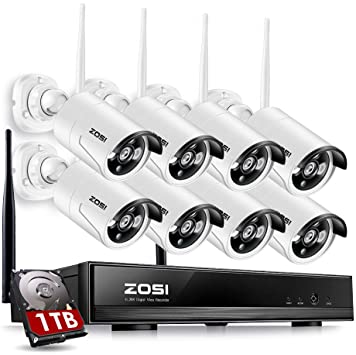 ZOSI 8CH Wireless Security Cameras System Outdoor with 1TB Hard Drive,8CH 960P HD Network IP NVR and 8pcs 960P HD Wireless Weatherproof IP Surveillance Cameras with Night Vision,Remote Access