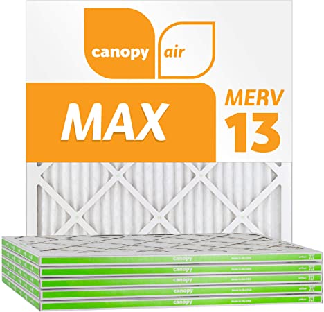 Canopy Air 20x20x1, MAX AC Furnace Air Filter, MERV 13, Made in The USA, 6-Pack (Actual Size 19 1/2" x 19 1/2" x 3/4")