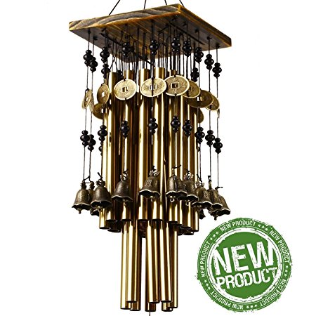 YLYYCC Brassiness Wind Chime 24 Tube Metal Windbell Money Drawing Wind Chime