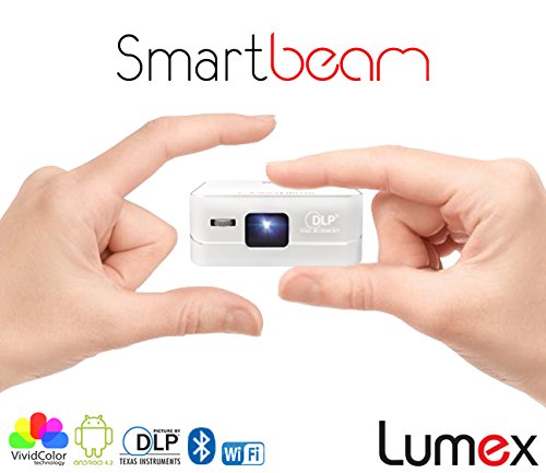 Lumex USA Pico Max Smart Beam Mini Projector with Wifi Blutooth and A Android Operating System, Smt 80 Pocket Projector, Dlp Multimedia, High Speed Wi-Fi, with Hdmi / USB Ports, 20,000 Hr Led