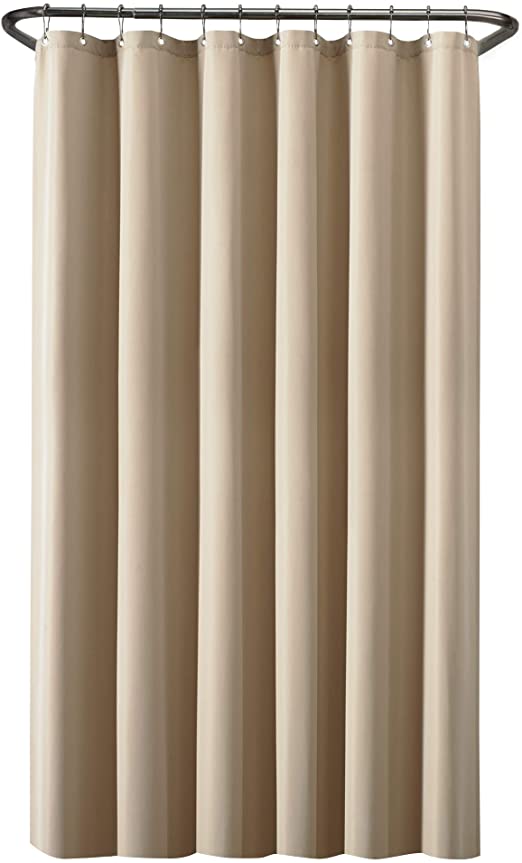Maytex Waterproof Fabric Shower Curtain or Liner, 70" x 72", Solid Beige