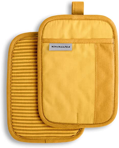 KitchenAid Beacon Two-Tone Pot Holder 2-Pack Set, 7"x10", Majestic Yellow