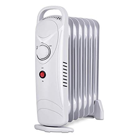 Mini Radiator Heater - Oil Filled Radiator Heater with Adjustable Temperature, Compact and Slim Portable Space Heater, Tableside/Bedside Electric Oil Heater 700W (A)