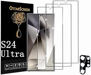 Galaxy S24 Ultra Screen Protector, Galaxy S24 Ultra Tempered Glass Screen Protector【3 1 Pack 】1 Pack Camera Lens Protector, 9H Hardness Tempered Glass Screen Protector for Samsung Galaxy S24 Ultra