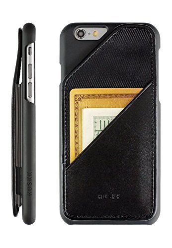 [iPhone 6/6S] Slim Wallet Case - Card Holder for Up to 8 Cards and Cash - Quickdraw by HUSKK - [QDPH6BN] - Ballistic Nylon Leather Black