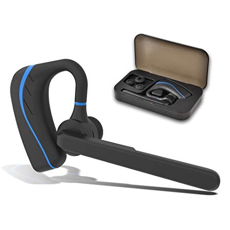 Bluetooth Headset, Wireless Earbuds with Mic Business Style Waterproof Noise Cancelling for Phones PC Laptop Truck Sports