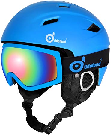 Odoland Snow Ski Helmet and Goggles Set for Kids and Adult Sports Helmet and Protective Glasses - Shockproof/Windproof Protective Gear for Skiing, Snowboarding, Motorcycle Cycling and Snowmobile