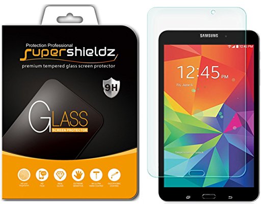 Supershieldz for Samsung Galaxy Tab 4 8.0 8 inch Tempered Glass Screen Protector, Anti-Scratch, Anti-Fingerprint, Bubble Free, Lifetime Replacement Warranty