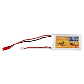 FLOUREON 2S 7.4V 1000mAh 20C Lipo Battery Pack with JST Plug for RC Car Truck Truggy RC Hobby