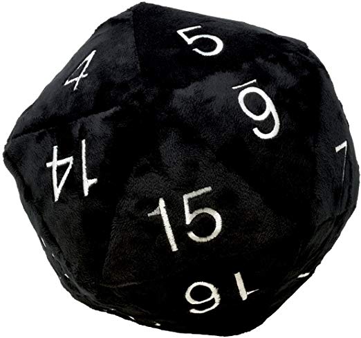 Ultra Pro Jumbo D20 Dice Plush in Black with Silver Numbering