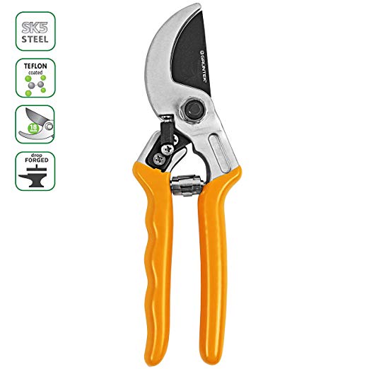 GRÜNTEK Secateurs/Pruning shears RAVEN 200mm anvil pruning shears with blade made of Japanese tool steel 55 mm