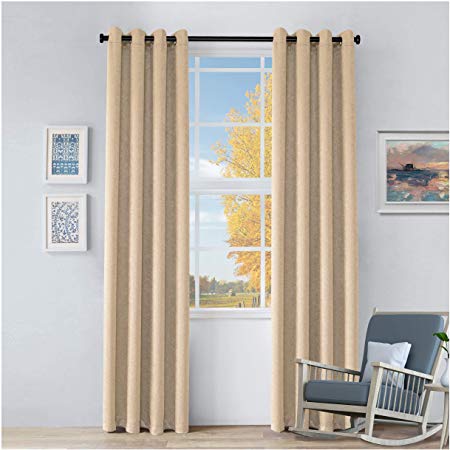 Superior Senna Blackout Curtains with Grommet Header, 52" x 63" Set of 2, Beige