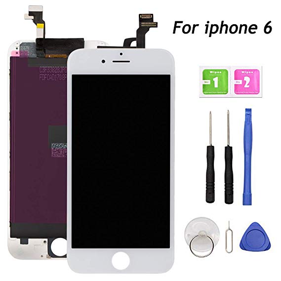 Screen Replacement for iPhone 6, 4.7" Digitizer Touch Screen & LCD Display with Free Tools Kit (iPhone 6, White)