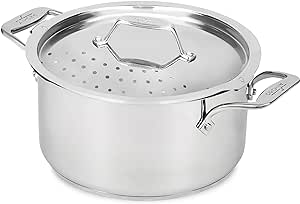 All-Clad Simply Strain Stainless Steel Multipot with Straining Lid, 6-Quart, Induction, Oven Broiler Safe 600F, Strainer, Pasta Strainer with Handle, Steamer Pot, Cookware, Home, Pots and Pans, Silver