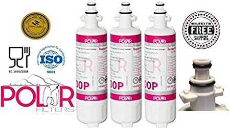 3 Pack of Polar Premium Water Filter to Replace Panasonic, LG, LG Premium, Kenmore, Kenmoreclear!, Sears, ADQ36006101, ADQ36006101-S, ADQ36006101S, ADQ36006102, ADQ36006102-S, ADQ36006102S, 46-9690, 09690, 9690, 469690, 4609690000, 048231783705, LT700P, LT-700P, LT700-P, WF700, RWF1052, RWF-1052, FML-3, HDX-FML-3.