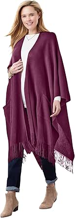 Woman Within Women's Plus Size Fringed Cape