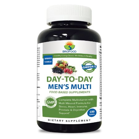 Briofood DAY-TO-DAY Mens Multi Tablets Food Based Multivitamin with Vegetable Source Omegas 180 Tablets