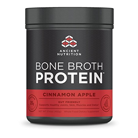 Ancient Nutrition Bone Broth Protein, Cinnamon Apple Flavor, 20 Servings Size - All-Natural, Gut-Friendly, Paleo-Friendly Protein Powder