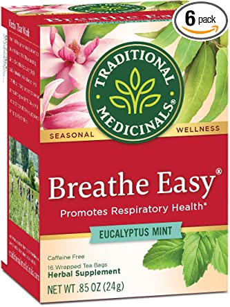 Traditional Medicinals Organic Breathe Easy Seasonal Tea, 16 Tea Bags (Pack of 6)