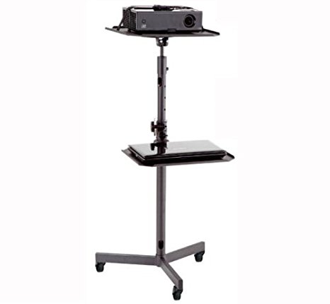 PFS066 Projector Trolley Floor Stand Height Adjustable w/ Removable Tray for Laptop, DVD Player, Blu-ray Players